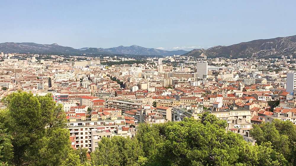 A wide view of Marseille taken from the vantage point of the Basilica of Notre-Dame de la Garde, France