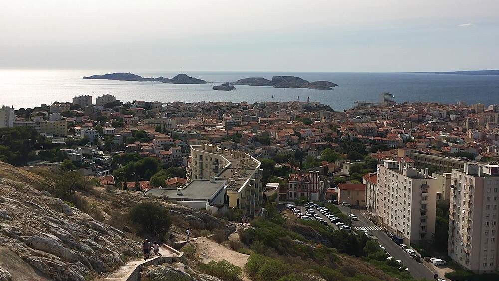 A wide view of Marseille taken from the vantage point of the Basilica of Notre-Dame de la Garde, France