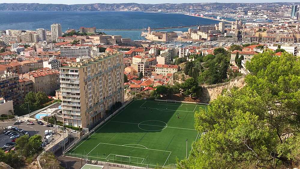 A wide view of Marseille taken from the vantage point of the Basilica of Notre-Dame de la Garde, France