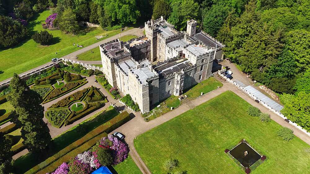 Aerial view of Chillingham Castle, United Kingdom