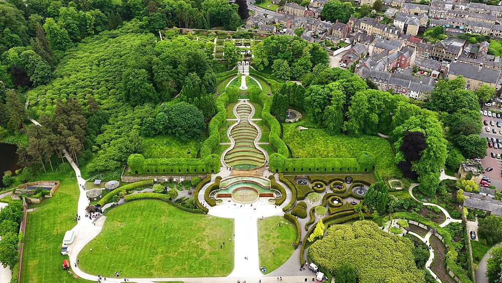 Aerial view of Alnwick Gardens, Alnwick, United Kingdom