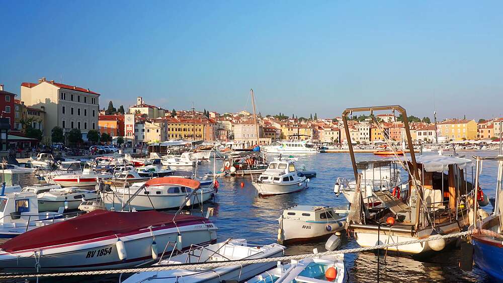 View of the old port of Rovinj in Istria, Croatia