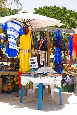 Market stall on the beach, West Bay Beach, Roatan, Bay Islands, Honduras