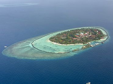 Inhabited atoll on a commercial flight. Maldives is the smallest country in Asia. Republic of Maldives.