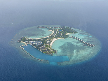 Inhabited atoll on a commercial flight. Maldives is the smallest country in Asia. Republic of Maldives.