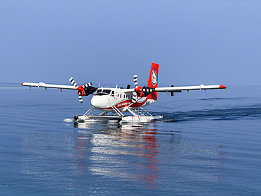 Water taxi transport from Maldivian airport to resort during daytime in the Republic of Maldives