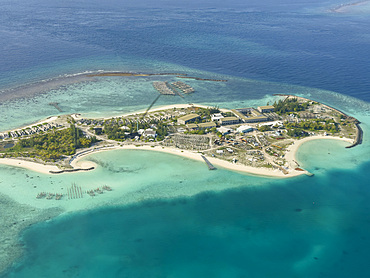 Inhabited atoll on a commercial flight. Maldives is the smallest country in Asia. Republic of Maldives.