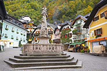 Water Fountain in Market Square (Marktplatz), Hallstatt, Gmunden, Upper Austria, Austria