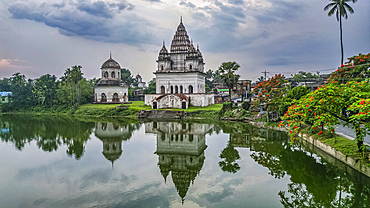 Historic Puthia Rajbari Complex viewed from above shows architectural beauty and surrounding scenery in Bangladesh