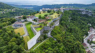 Cultural heritage site showcasing the citadel of Besancon from above in France with green landscapes