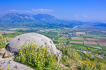 Bunker system on the hill overlooking the landscape near the Greek border in Albania