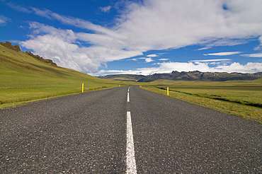 Country road leading into wilderness, Vik, Iceland