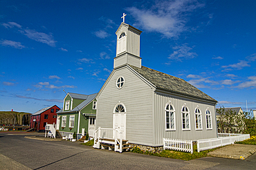 Typical, wooden church in city, Stykkish&oacute;lmur, Iceland