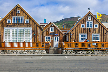 Fassade of wooden houses, Husavik, Iceland