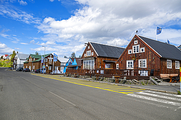 Old wooden houses in Husavik, Iceland