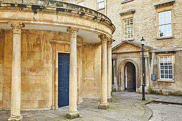 The entrance to the Hospital of St John the Baptist, Hot Bath St, Bath, Great Britain.<br />1202-1297 The entrance to the Hospital of St John the Baptist, Hot Bath St, Bath, Great Britain.