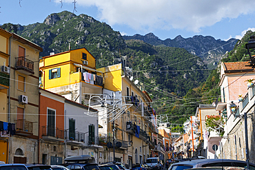 Cetara, a fishing village along Italy's Amalfi Coast. Campania, Italy, Europe.