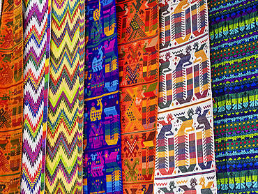 Textiles at the Handicraft Market, Chichicastenango, El Quiche Department, Guatemala