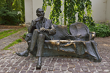 Jan Karski monument located near Remuh Synagogue in Kazimierz, Krakow, Poland honoring the memory of a significant figure