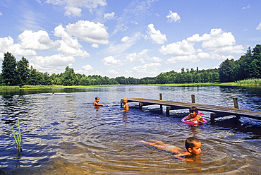 Swimming in a lake near Druskininkai, Lithuania, Baltic countries, northern Europe