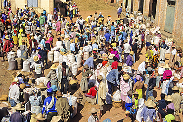 Villagers, a market day in a Betsileo village, Central Highlands, Republic of Madagascar, Indian Ocean