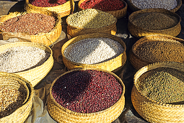 Beans for sale at the market, Madagascar, Indian Ocean, Southeast Africa