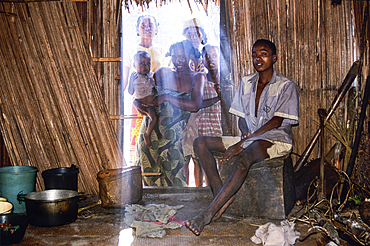Hut on the bank of Pangalanes Canal, Madagascar, Indian Ocean, Southeast Africa