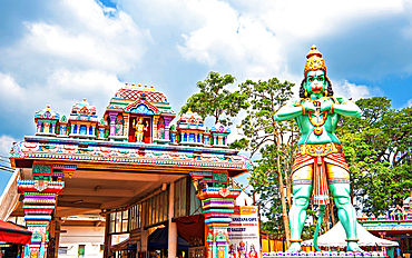 Lord Hanuman statue stands at the entrance of Ramayana Cave in Batu Caves Malaysia for visitors to see<br />1390-1281 Lord Hanuman statue stands at the entrance of Ramayana Cave in Batu Caves Malaysia for visitors to see