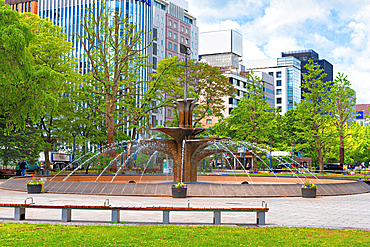 Fountain at Odari Park, Sapporo, Hokkaido, Japan.