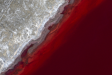 Exploring the vivid colors of Lake Magadi from the sky in Southern Kenya