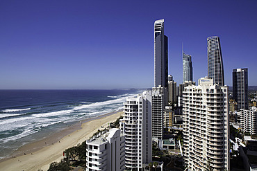 Skyline and Beach from above, Surfers Paradise, Gold Coast, Queensland, Australia