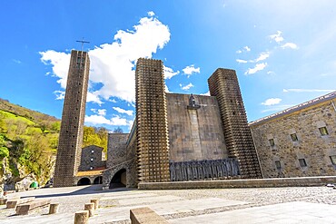 Main entrance to the Aranzazu Sanctuary in the town of O&ntilde;ati, Gipuzkoa. Basque Country