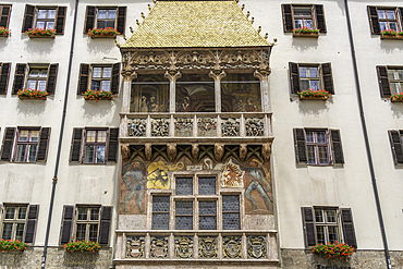 View of Golden Roof in Innsbruck's old town on a sunny summer day in Tyrol region, Austria