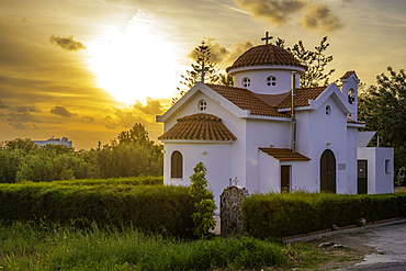 View of Holy Chapel of Saint George at sunset, Paphos, Cyprus, Mediterranean, Europe