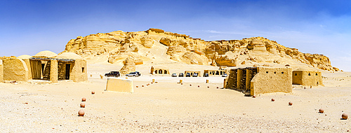 Desert huts and shelters at Wadi El Hitan, Valley of the Whales, Fayoum, Egypt