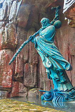 Majestic Bodhidharma sculpture at Damo Ancient Cave in Nanjing reflects Zen Buddhism roots in China