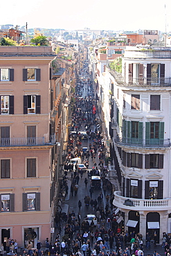 An amazing view of Via Condotti from Trinit&agrave; dei Monti, Rome, Italy