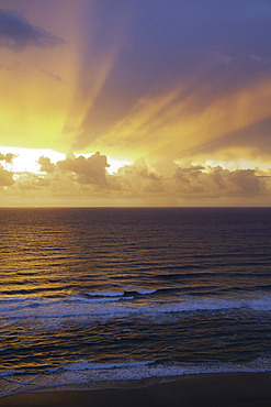 Sunrise over ocean, from above, Surfers Paradise, Gold Coast, Queensland, Australia