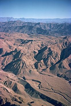 Gullies and bare mountains in the Bolan area of Baluchistan, Pakistan, Asia